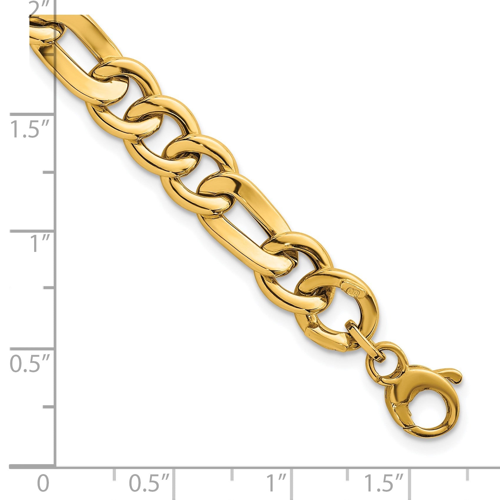 14K Gelbgold Poliert 8.3mm Fantasie Figaro Glieder Gliederarmband