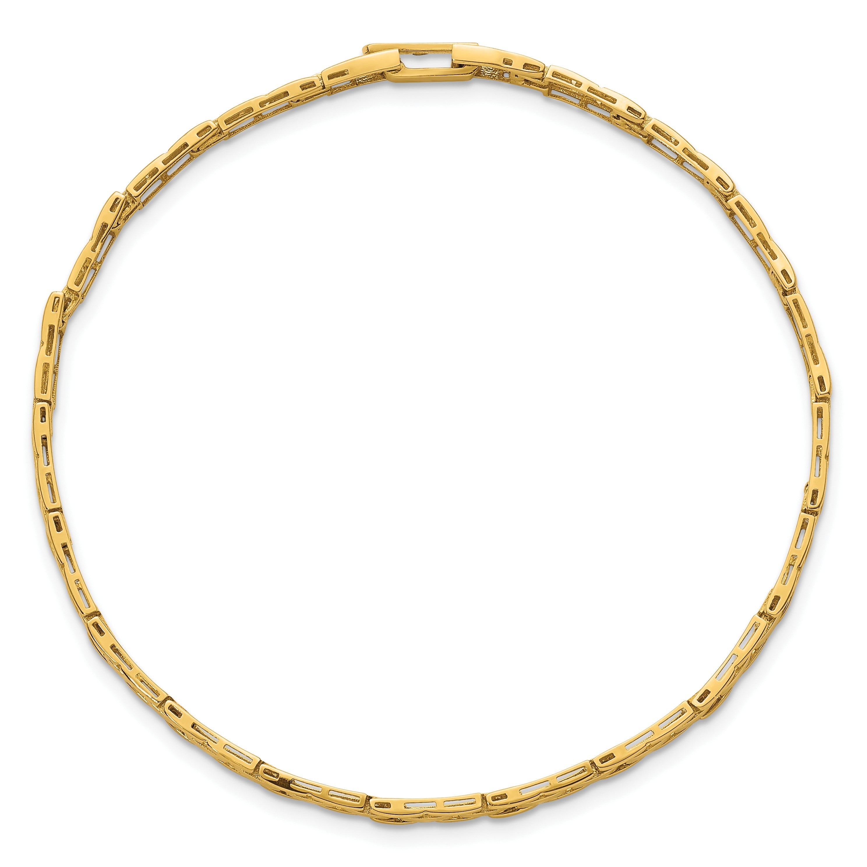 14K Gelbgold Poliert 4.25mm Fantasieglieder 7.5 Zoll Armband