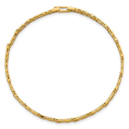 14K Gelbgold Poliert 4.25mm Fantasieglieder 7.5 Zoll Armband