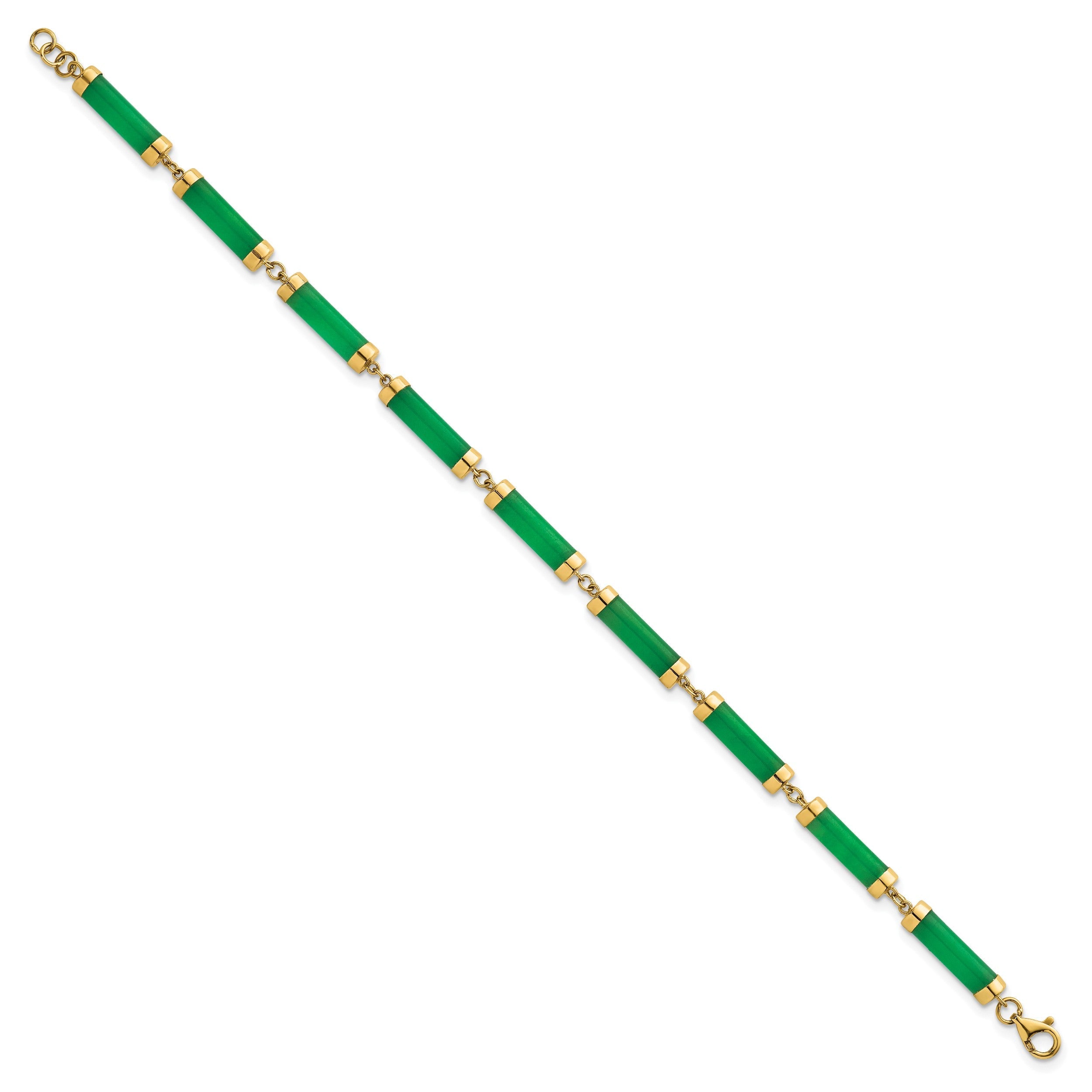 14K Gelbgold Poliert 4.0mm Jade Bars 7 Zoll Armband