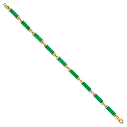14K Gelbgold Poliert 4.0mm Jade Bars 7 Zoll Armband
