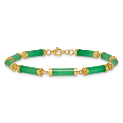 14K Gelbgold Poliert 4.0mm Jade Bars 7 Zoll Armband