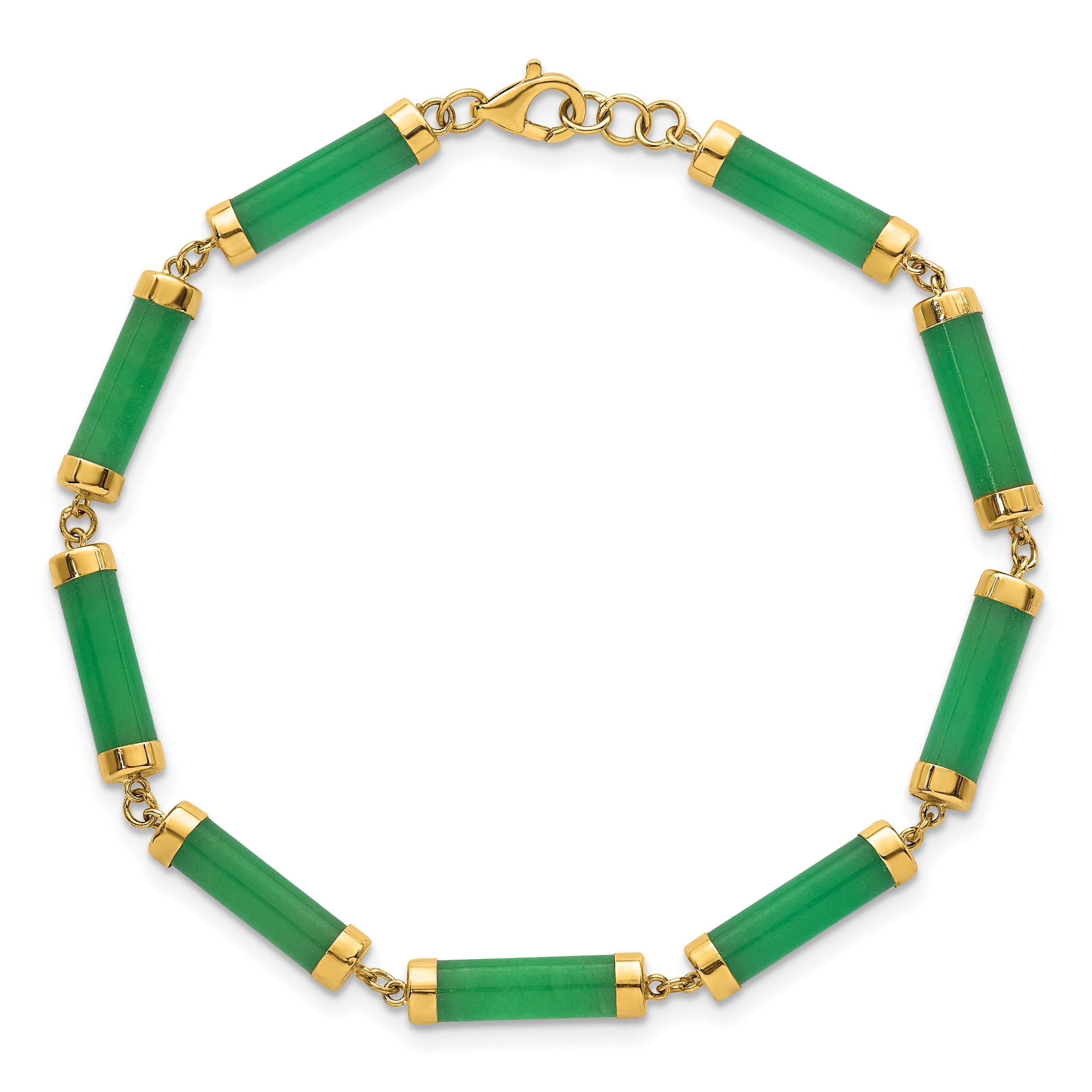14K Gelbgold Poliert 4.0mm Jade Bars 7 Zoll Armband