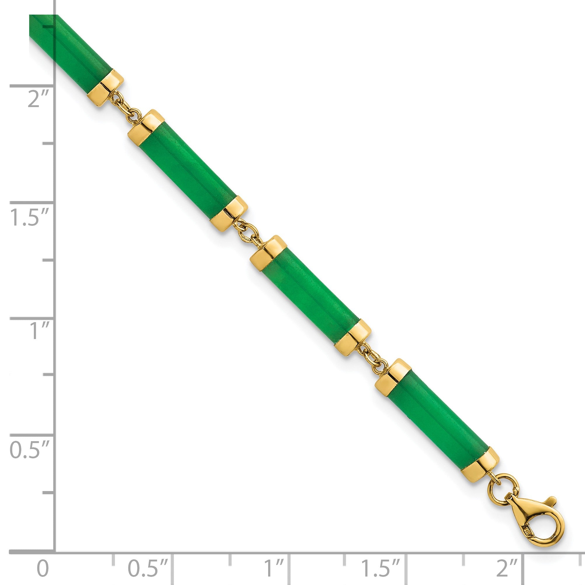 14K Gelbgold Poliert 4.0mm Jade Bars 7 Zoll Armband