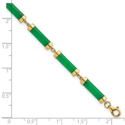 14K Gelbgold Poliert 4.0mm Jade Bars 7 Zoll Armband