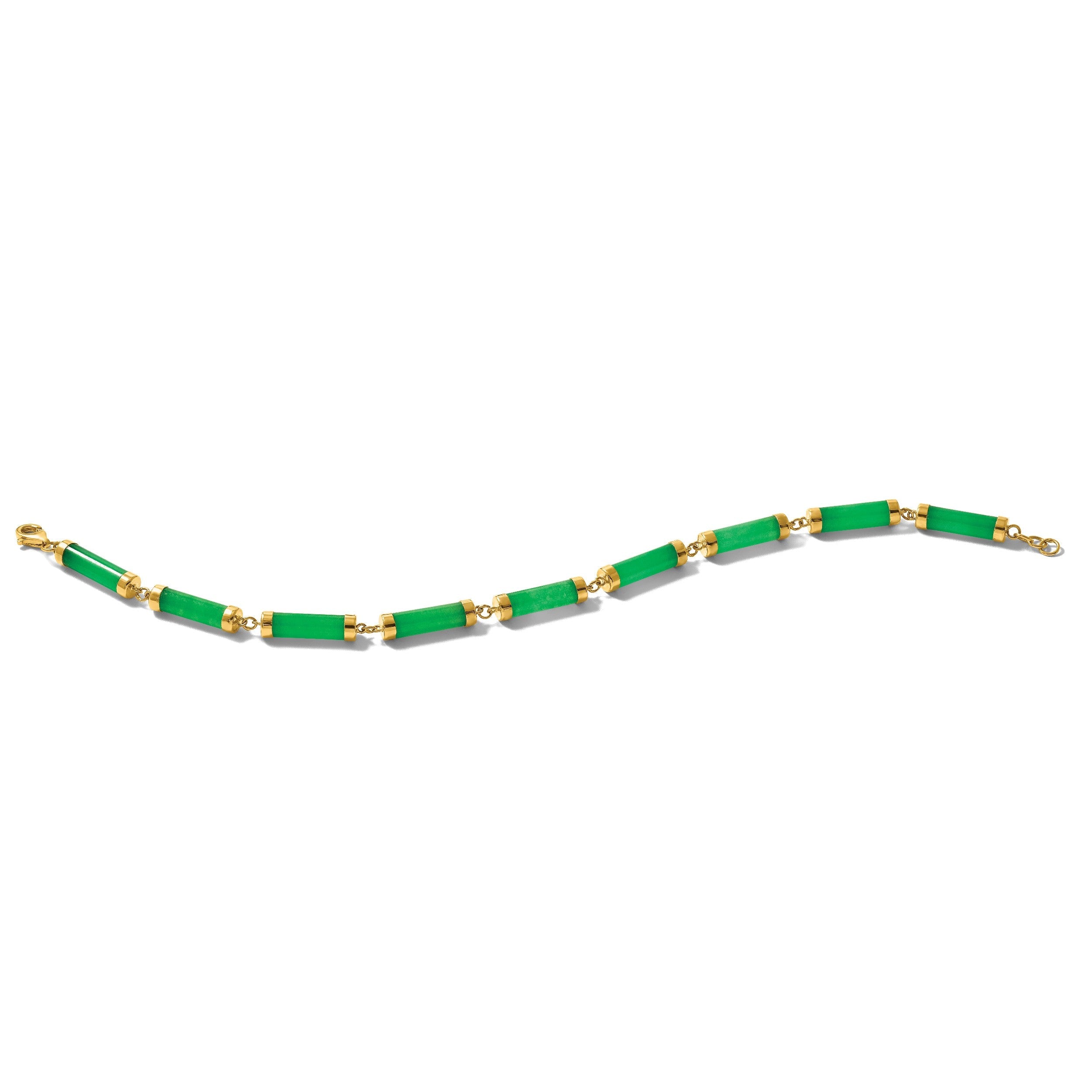 14K Gelbgold Poliert 4.0mm Jade Bars 7 Zoll Armband