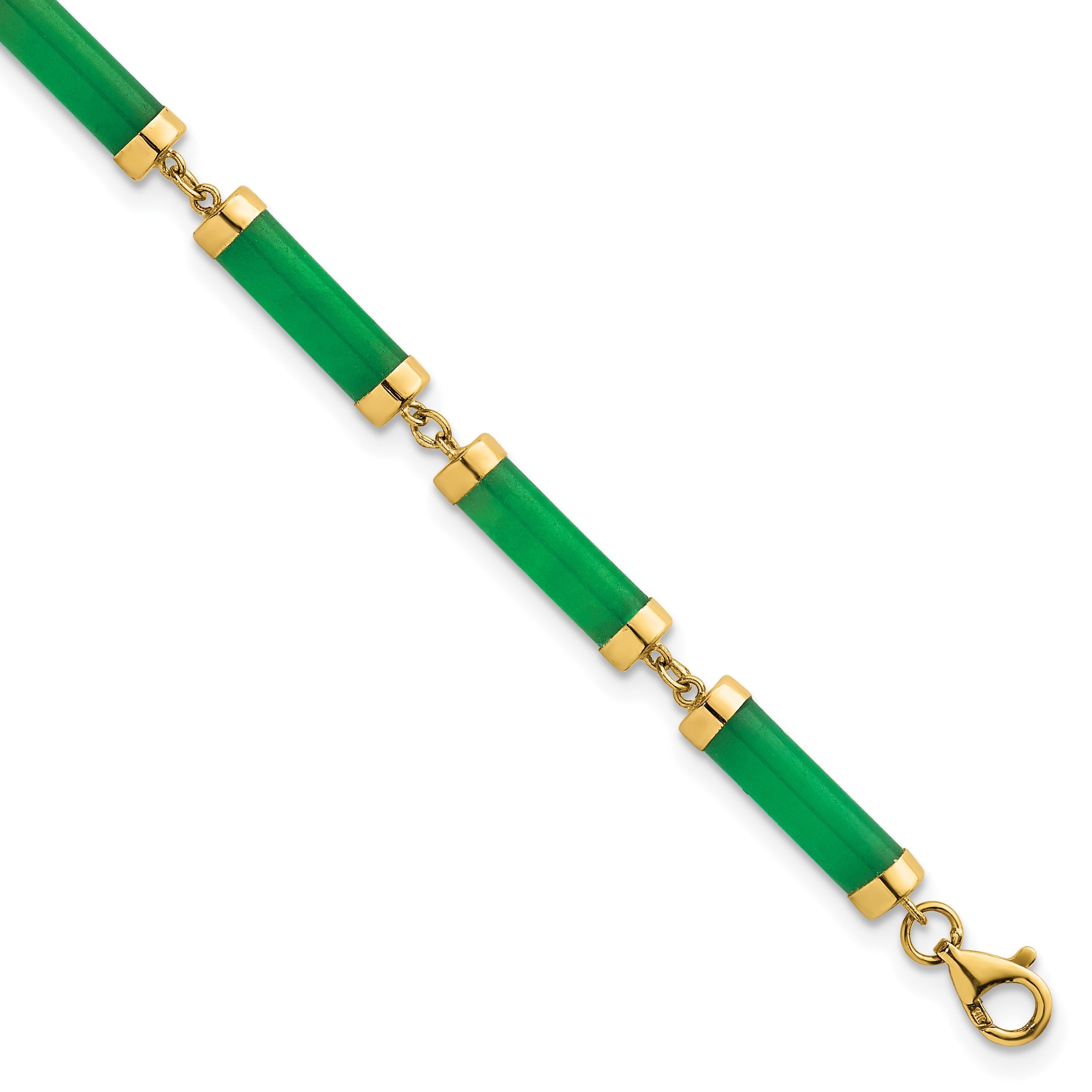 14K Gelbgold Poliert 4.0mm Jade Bars 7 Zoll Armband
