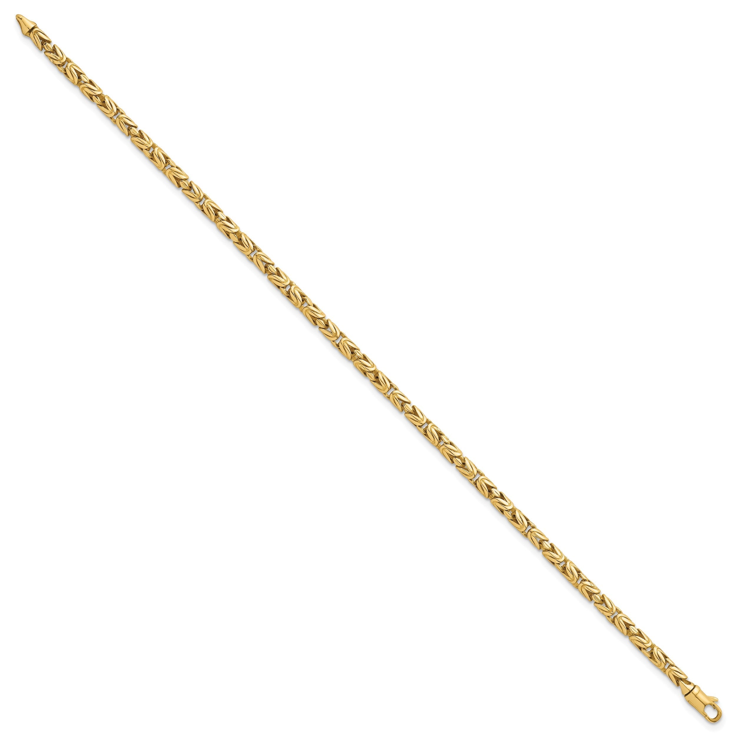 14K Gelbgold Poliert 3mm Abgerundet Byzantiner Glieder Gliederarmband