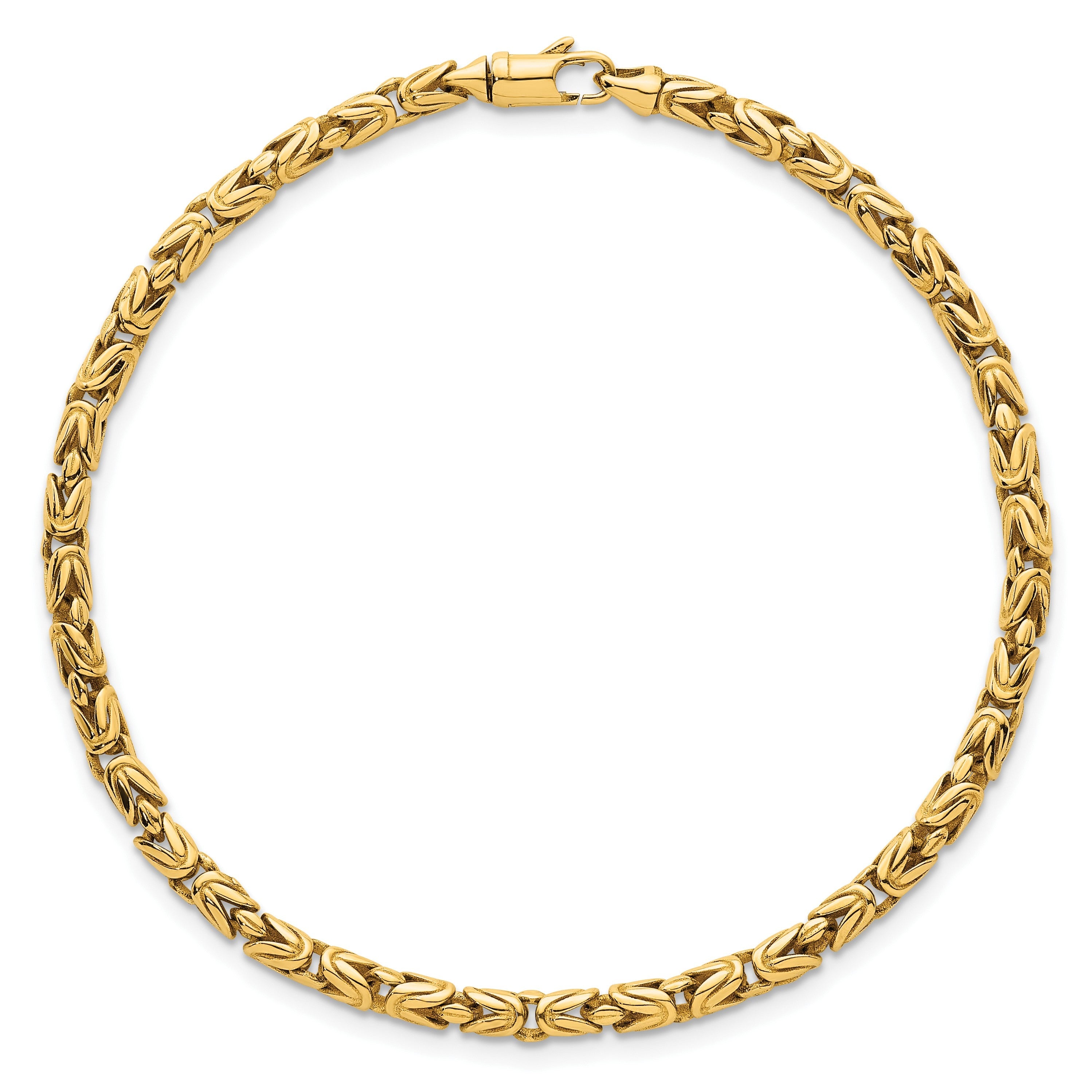 14K Gelbgold Poliert 3mm Abgerundet Byzantiner Glieder Gliederarmband