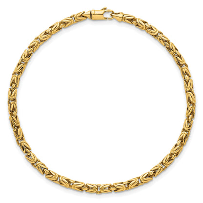 14K Gelbgold Poliert 3mm Abgerundet Byzantiner Glieder Gliederarmband