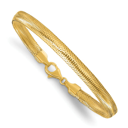 14K Gelbgold Poliert 6.1mm Geflochten Netz 7.5 Zoll Armband
