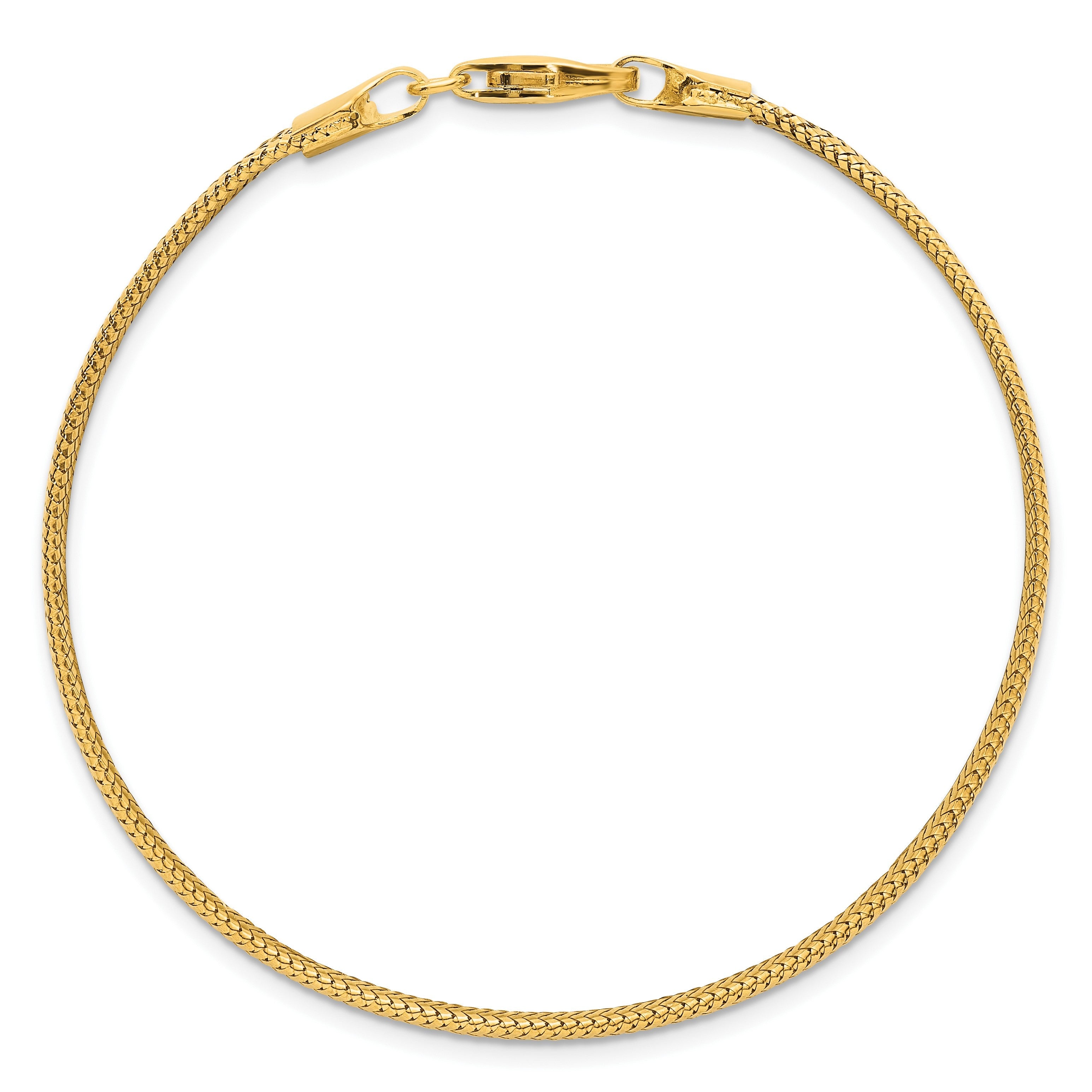 14K Gelbgold Poliert 6.1mm Geflochten Netz 7.5 Zoll Armband
