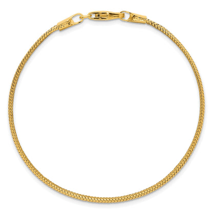 14K Gelbgold Poliert 6.1mm Geflochten Netz 7.5 Zoll Armband