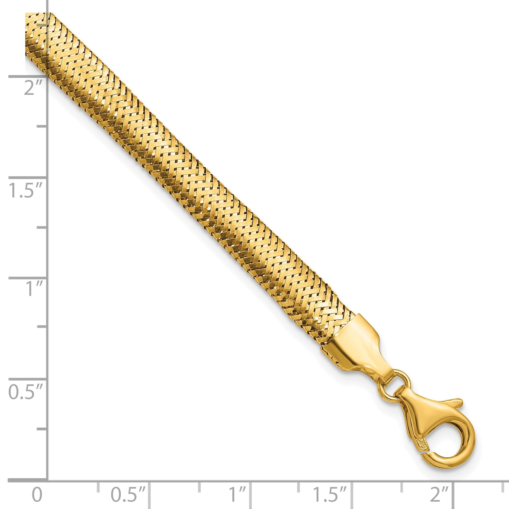 14K Gelbgold Poliert 6.1mm Geflochten Netz 7.5 Zoll Armband