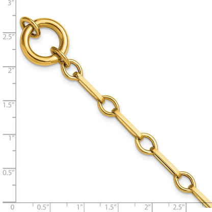 14K Gelbgold Poliert Fantasie Lang Glieder mit Kreis 7.75 Zoll Armband