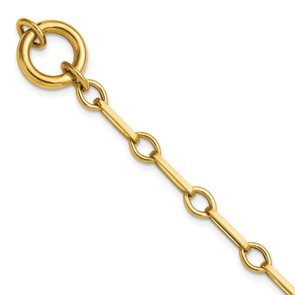 14K Gelbgold Poliert Fantasie Lang Glieder mit Kreis 7.75 Zoll Armband