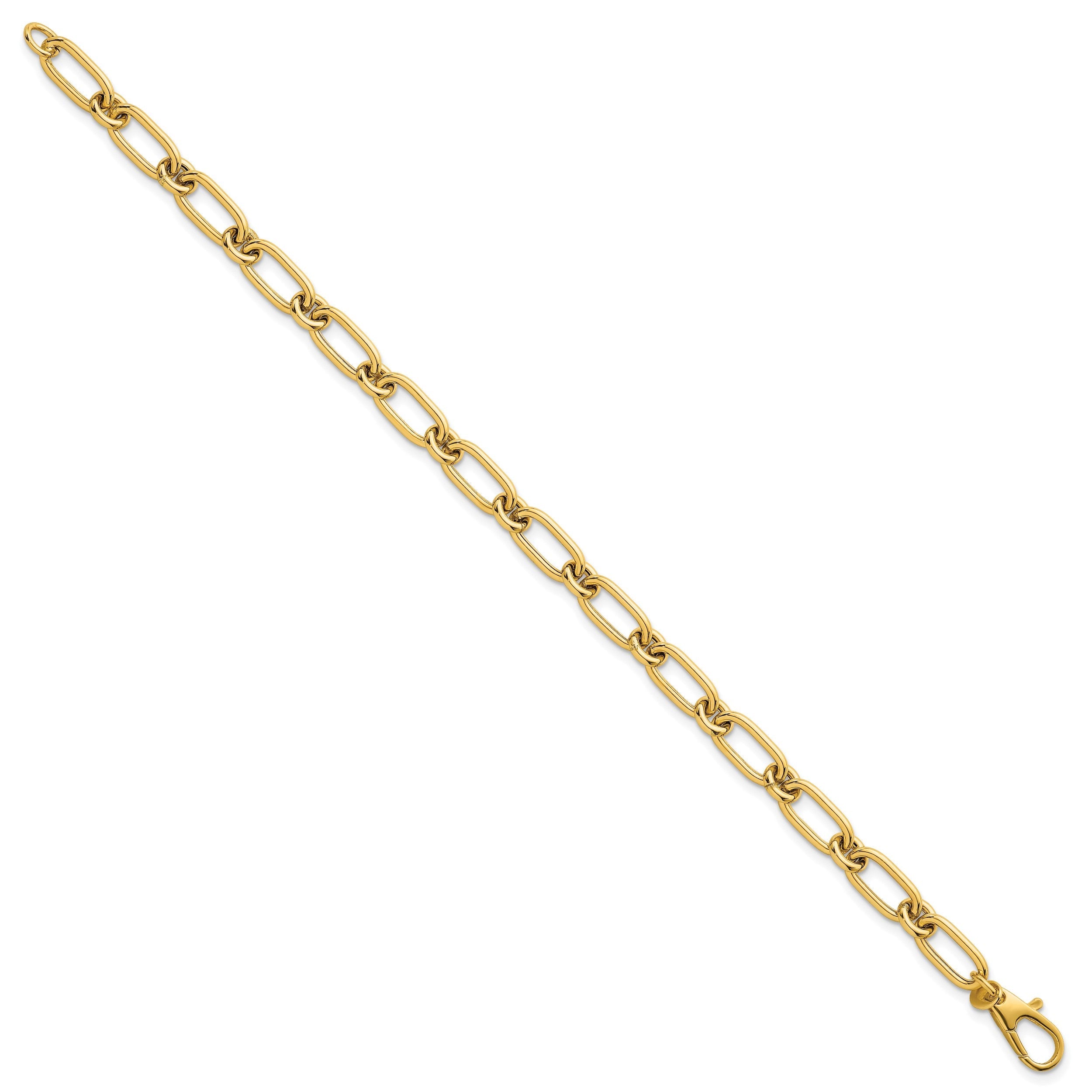 14K Gelbgold Poliert 6mm Oval und Kreis Glieder 7.5 Zoll Armband