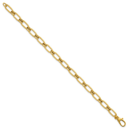 14K Gelbgold Poliert 6mm Oval und Kreis Glieder 7.5 Zoll Armband