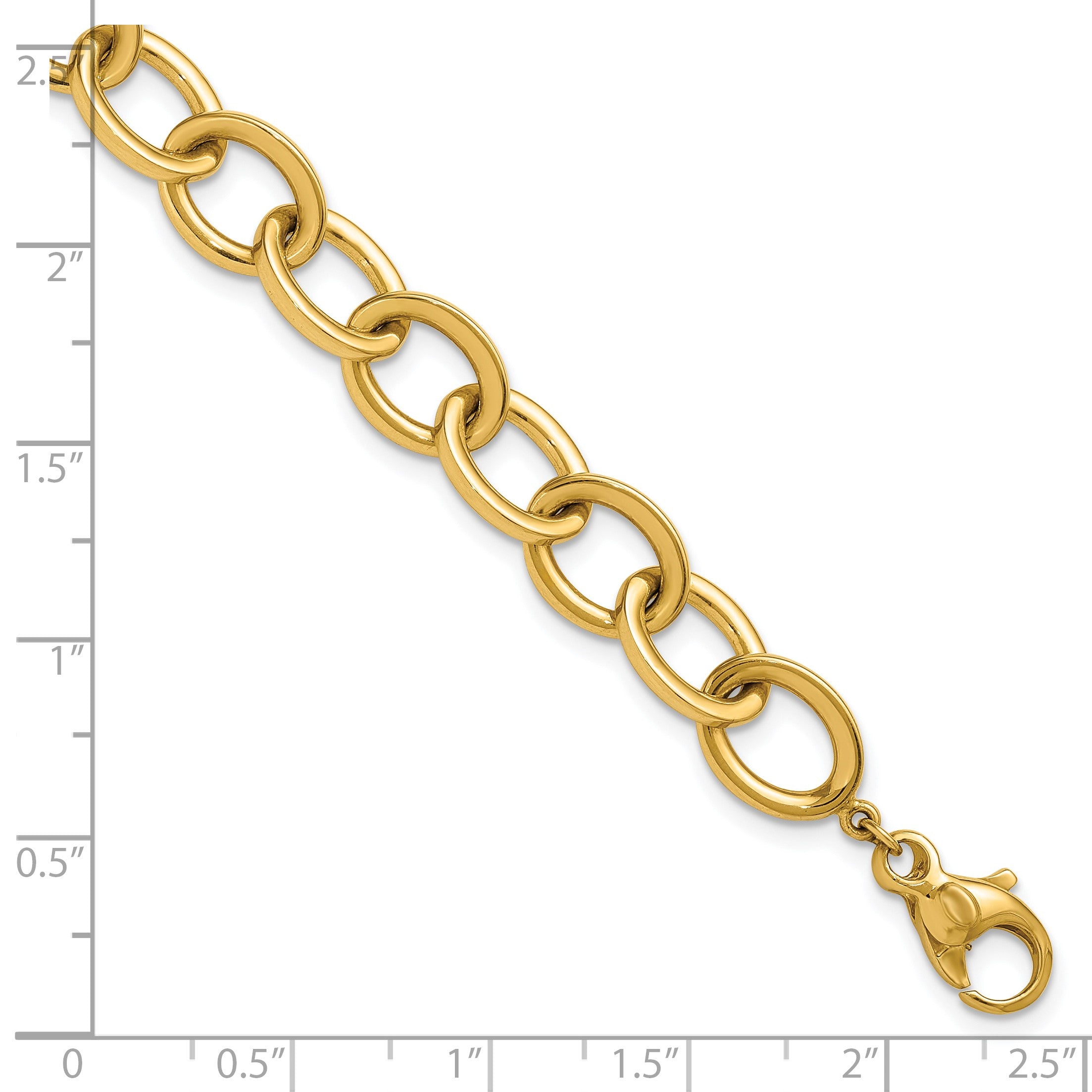 14K Gelbgold Poliert 9mm Rund Ankerkette Kette 7.5 Zoll Armband