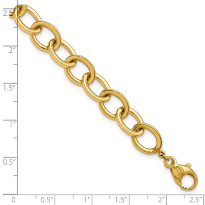 14K Gelbgold Poliert 9mm Rund Ankerkette Kette 7.5 Zoll Armband