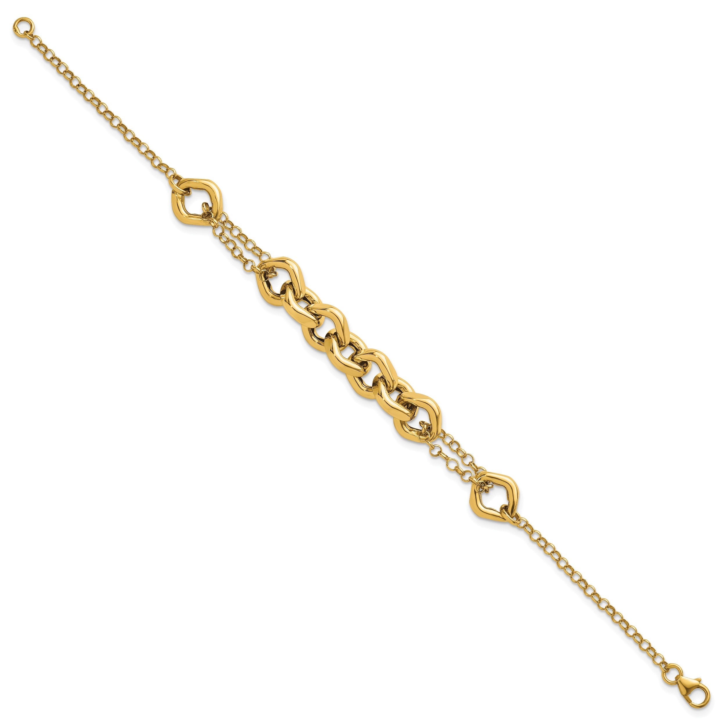 14K Gelbgold Poliert Fantasie Multi Glieder 7.5 Zoll Armband