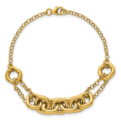 14K Gelbgold Poliert Fantasie Multi Glieder 7.5 Zoll Armband