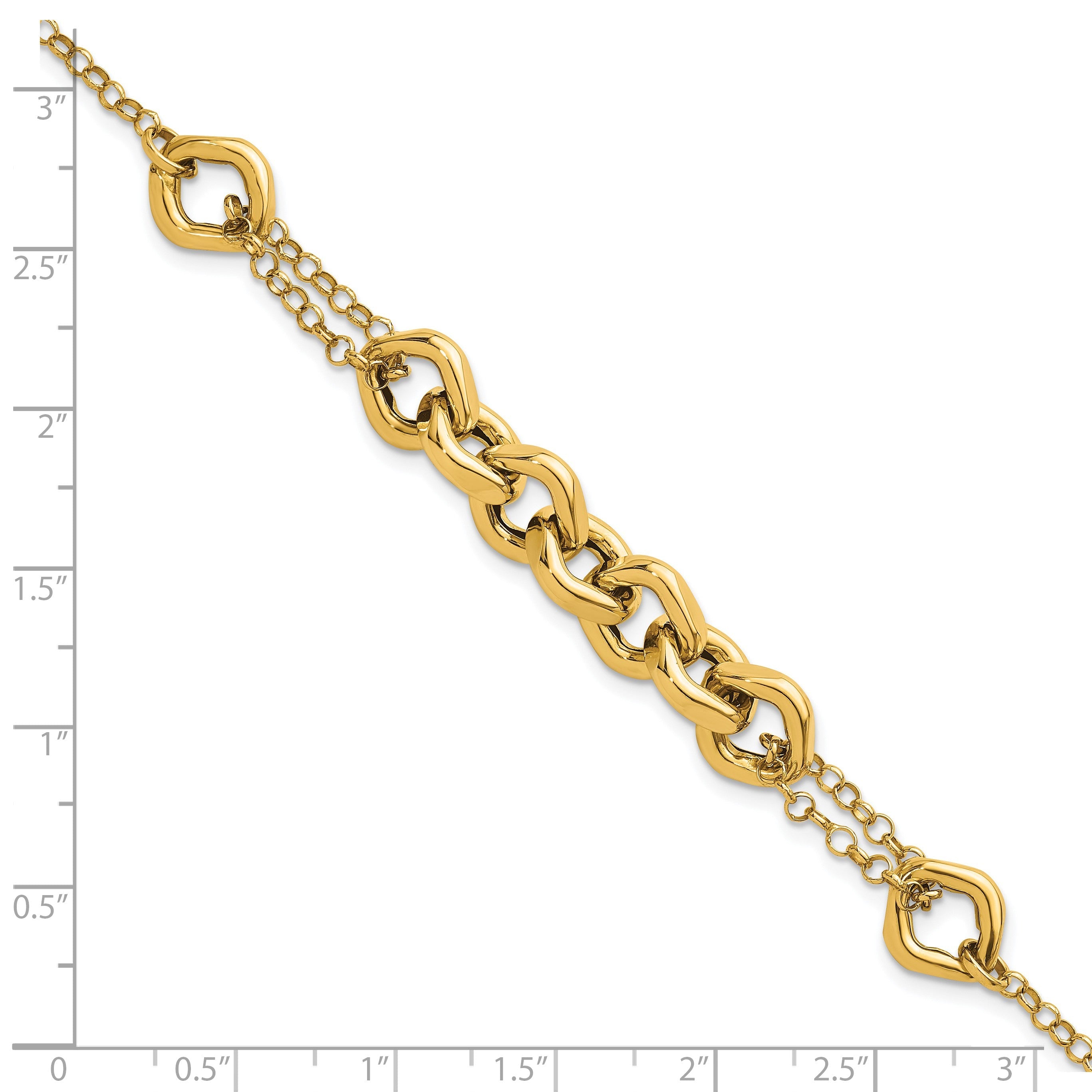 14K Gelbgold Poliert Fantasie Multi Glieder 7.5 Zoll Armband