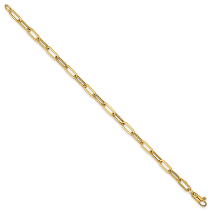 14K Gelbgold Poliert 4mm Büroklammer Glieder 7.5 Zoll Armband