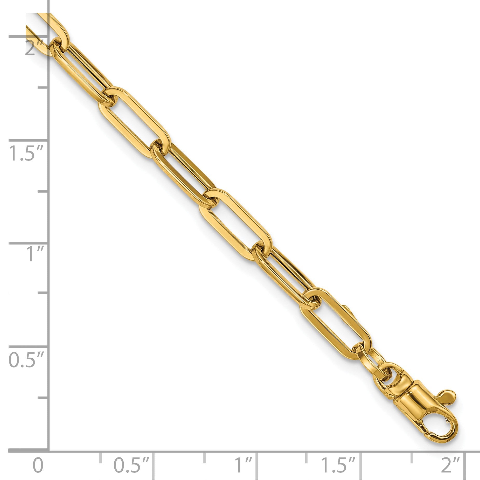 14K Gelbgold Poliert 4mm Büroklammer Glieder 7.5 Zoll Armband