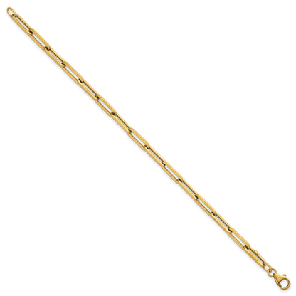 14K Gelbgold Poliert 4.3mm Büroklammer Glieder 7.5 Zoll Armband