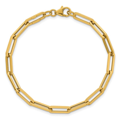14K Gelbgold Poliert 4.3mm Büroklammer Glieder 7.5 Zoll Armband