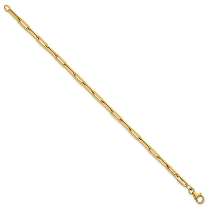 14K Gelbgold Poliert 4mm Büroklammer Glieder 7.5 Zoll Armband