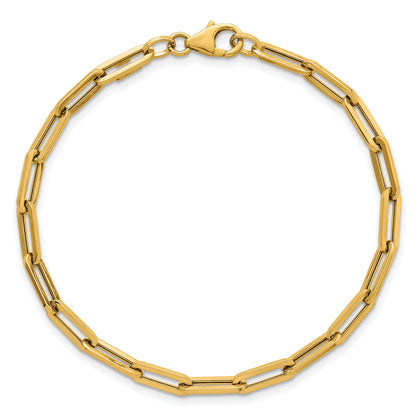 14K Gelbgold Poliert 4mm Büroklammer Glieder 7.5 Zoll Armband
