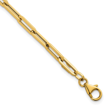 14K Gelbgold Poliert 4mm Büroklammer Glieder 7.5 Zoll Armband