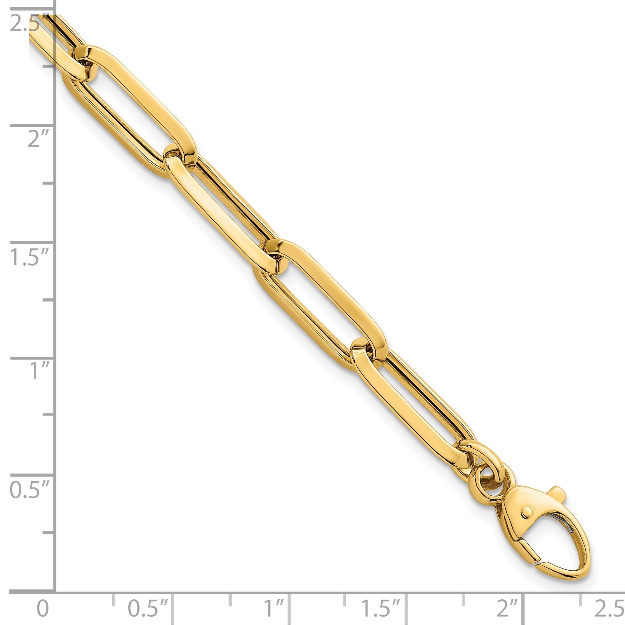 14K Gelbgold Poliert 7mm Büroklammer Glieder Kette 7.5 Zoll Armband