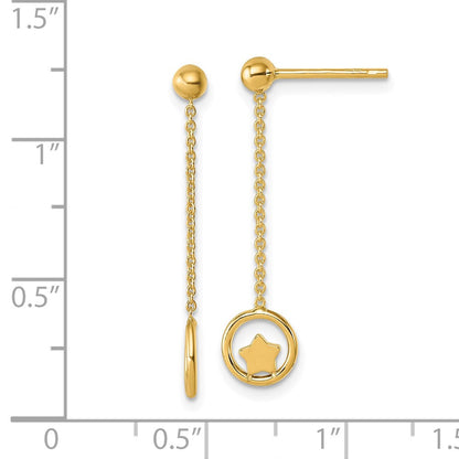 14K Gelbgold Poliert Sterne in Kreis Hängend Ohrstecker