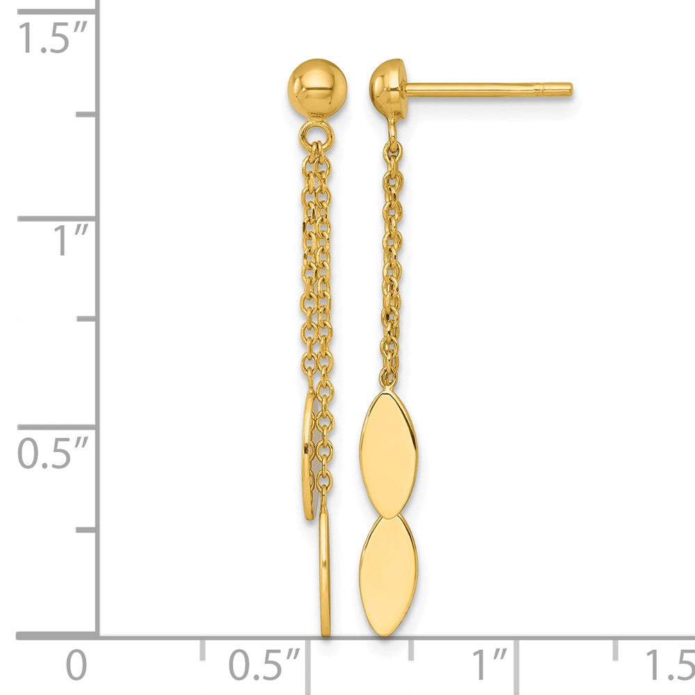 14K Gelbgold Poliert Oval Hängend Ohrstecker