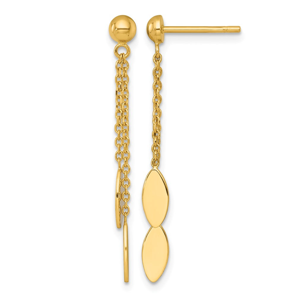 14K Gelbgold Poliert Oval Hängend Ohrstecker