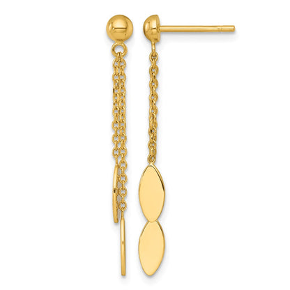 14K Gelbgold Poliert Oval Hängend Ohrstecker