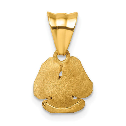 14K Gelbgold Gebürstet Rose Blume Anhänger
