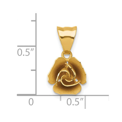 14K Gelbgold Gebürstet Rose Blume Anhänger