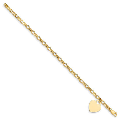 7.5 Zoll 14K Herz Charm Armband