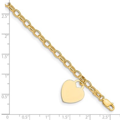 7.5 Zoll 14K Herz Charm Armband