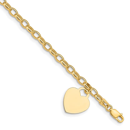 7.5 Zoll 14K Herz Charm Armband