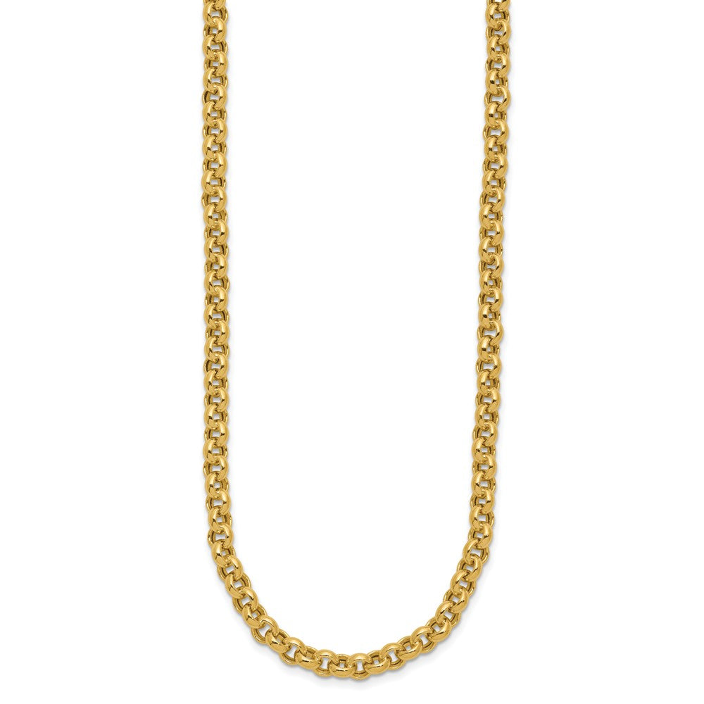 14K Gelbgold 18 Zoll 5mm Poliert Fantasie Erbs Glieder Halskette