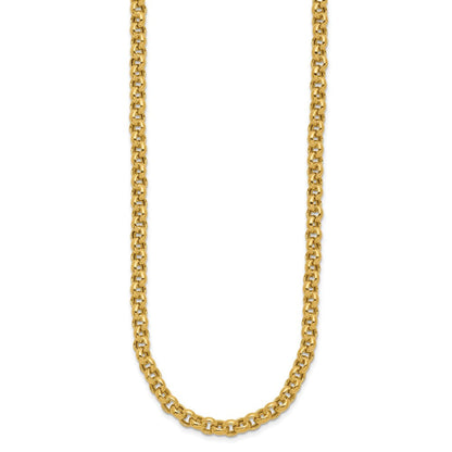 14K Gelbgold 18 Zoll 5mm Poliert Fantasie Erbs Glieder Halskette