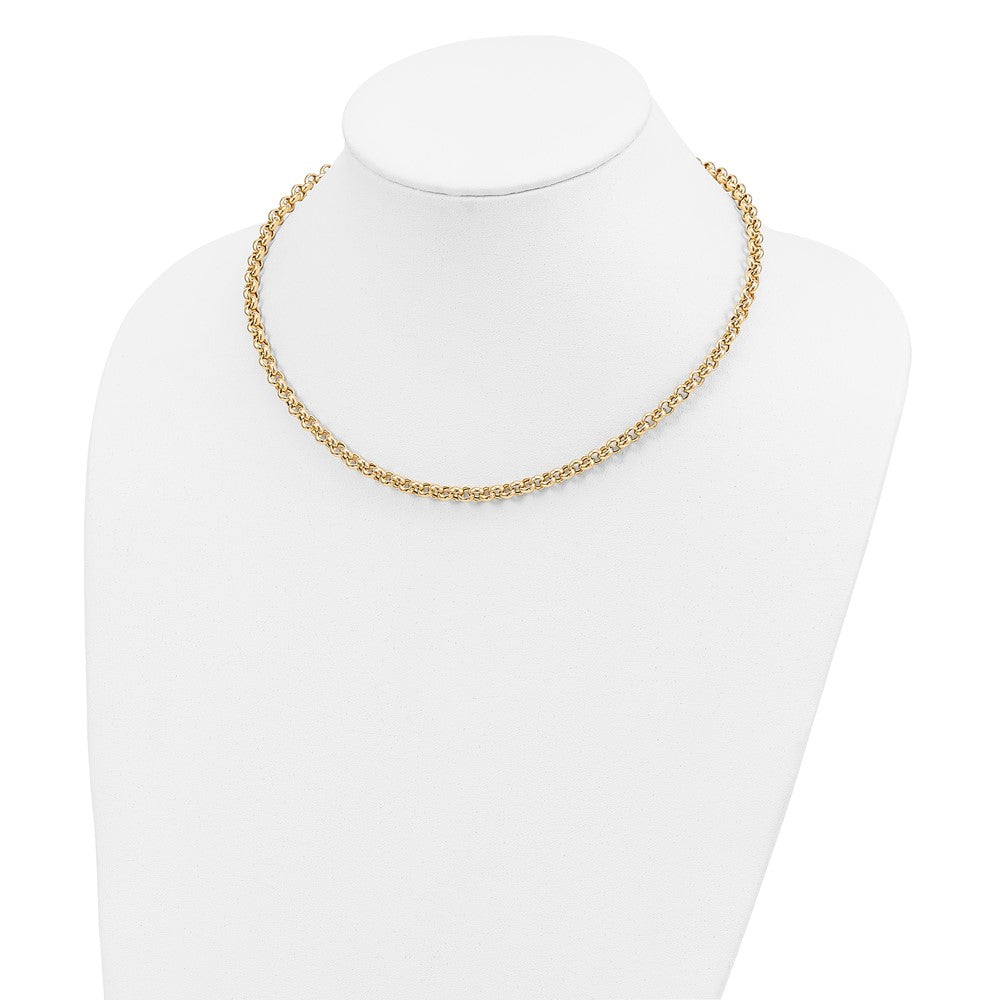 14K Gelbgold 18 Zoll 5mm Poliert Fantasie Erbs Glieder Halskette