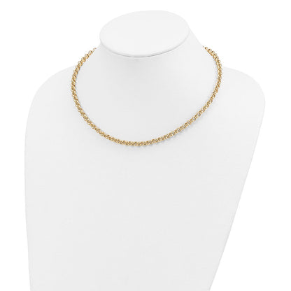 14K Gelbgold 18 Zoll 5mm Poliert Fantasie Erbs Glieder Halskette