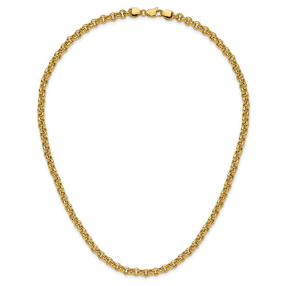 14K Gelbgold 18 Zoll 5mm Poliert Fantasie Erbs Glieder Halskette