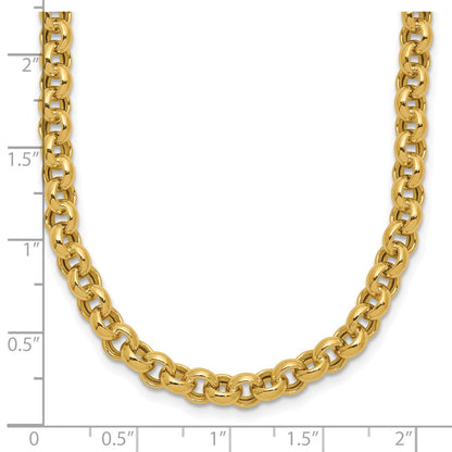 14K Gelbgold 18 Zoll 5mm Poliert Fantasie Erbs Glieder Halskette